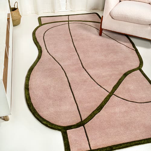 Jonathan Y Mosaic Coastal Geometric Border Handwoven Wool Area Rug In Pink/green
