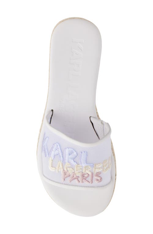 Shop Karl Lagerfeld Paris Kamara Embroidered Platform Slide Sandal In Bright White/multi