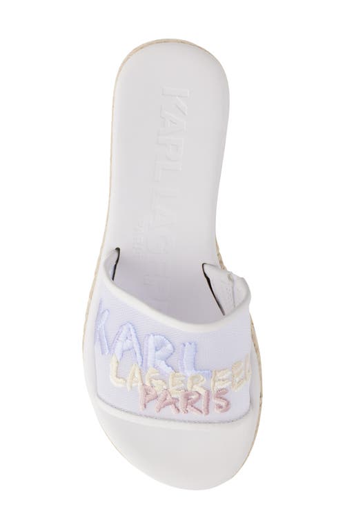Karl Lagerfeld Kamara Embroidered Platform Slide Sandal In Bright White/multi