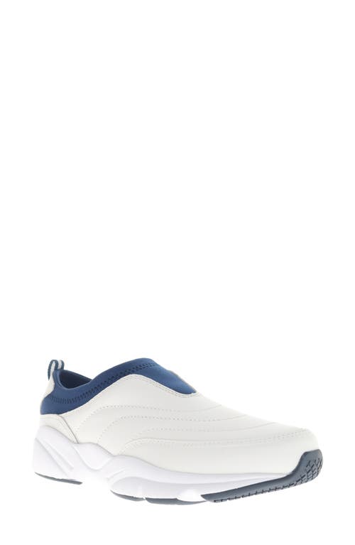 Propét Stability Slip-On Sneaker in White/Navy