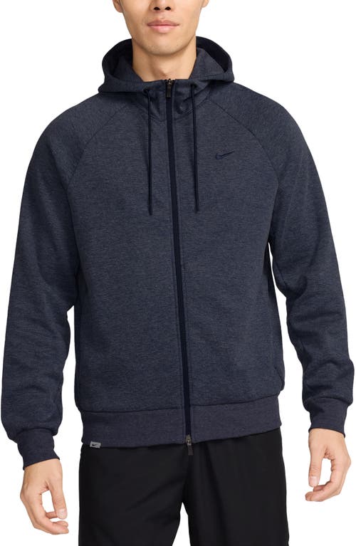 Shop Nike Primary Dri-fit Full Zip Hoodie In Obsidian/heather