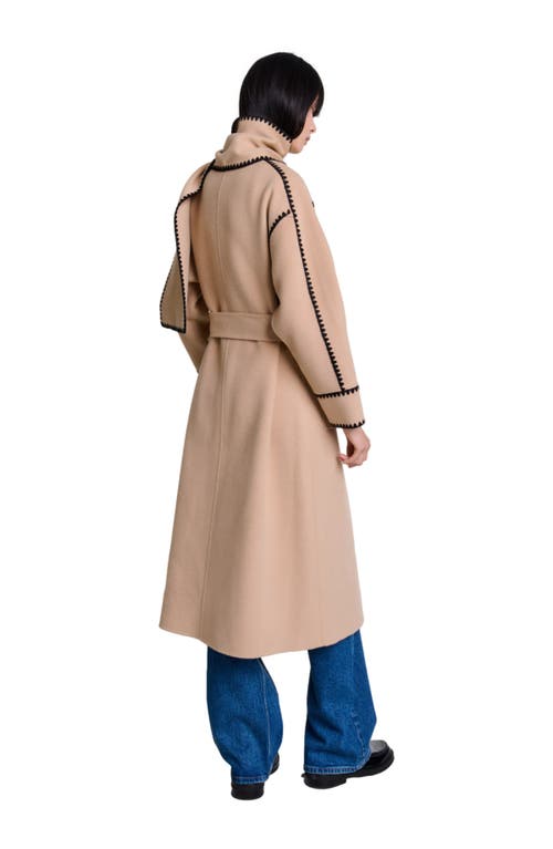 Shop Maje Two-tone Double-faced Coat In Ecru