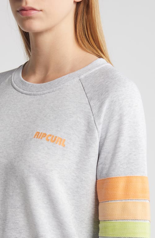 Rip Curl High Tide Stripe Raglan Sleeve Sweatshirt In Light Grey Heather