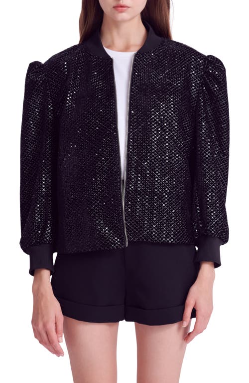 Endless Rose Sequin Velvet Bomber Jacket Black at Nordstrom,