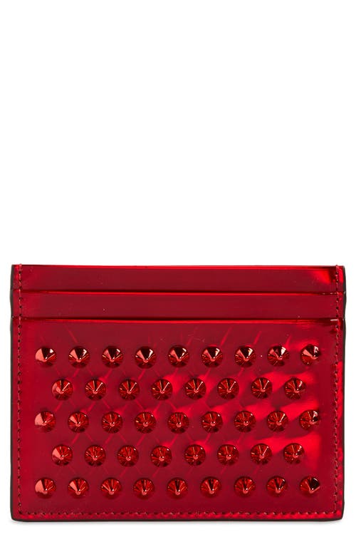 Christian Louboutin Kios Psychic Spike Patent Leather Card Case In Red