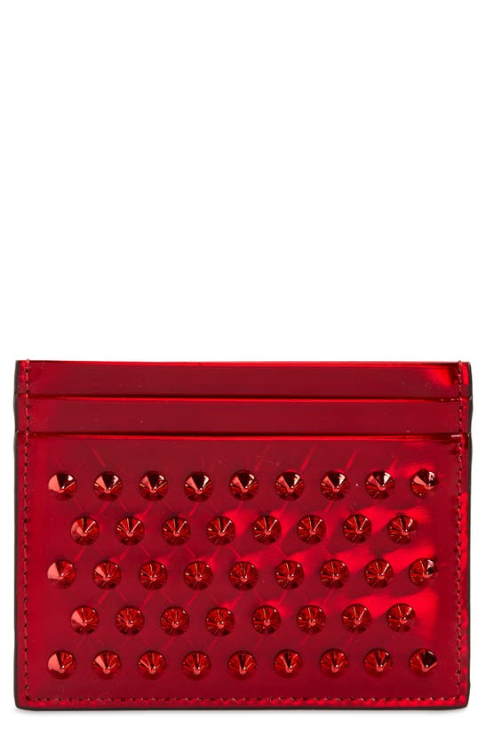 Christian Louboutin Kios Psychic Spike Patent Leather Card Case In 