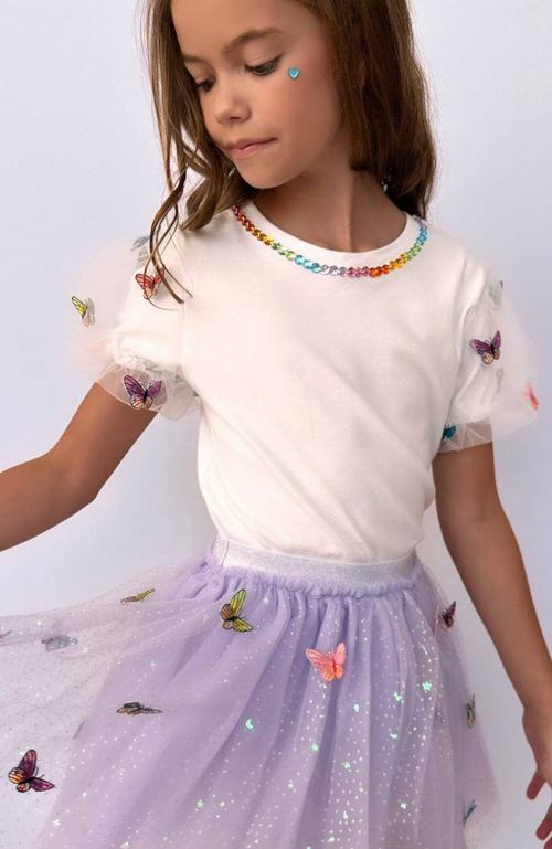 Shop Lola + The Boys Rainbow Butterflies Tutu Skirt In Light Purple