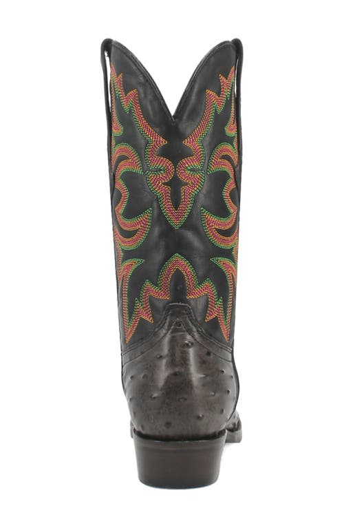 Dingo Outlaw Ostrich Embossed Cowboy Boot In Black