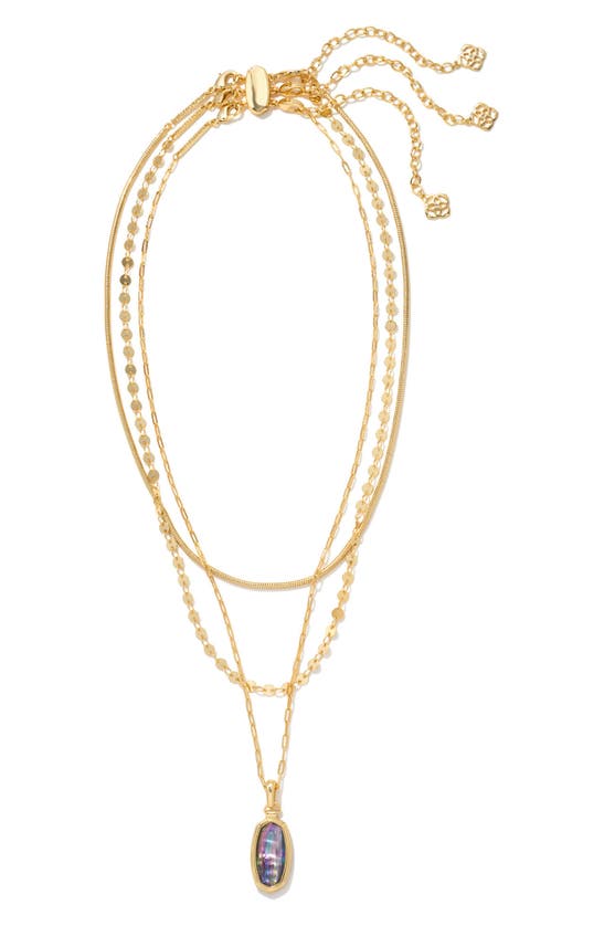 Kendra Scott Framed Dani Multistrand Necklace In Gold Lilac Abalone