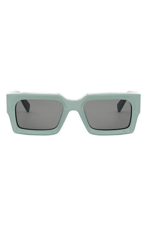 Shop Celine 54mm Rectangular Sunglasses In Shiny Light Green/smoke