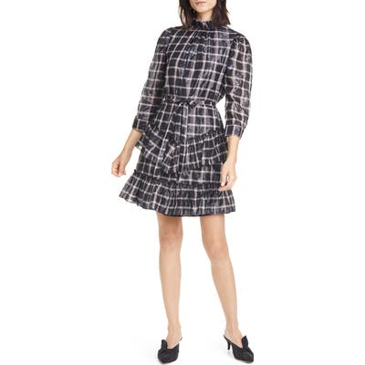 La Vie Rebecca Tayor Metallic Plaid Cotton Blend Dress, Pink