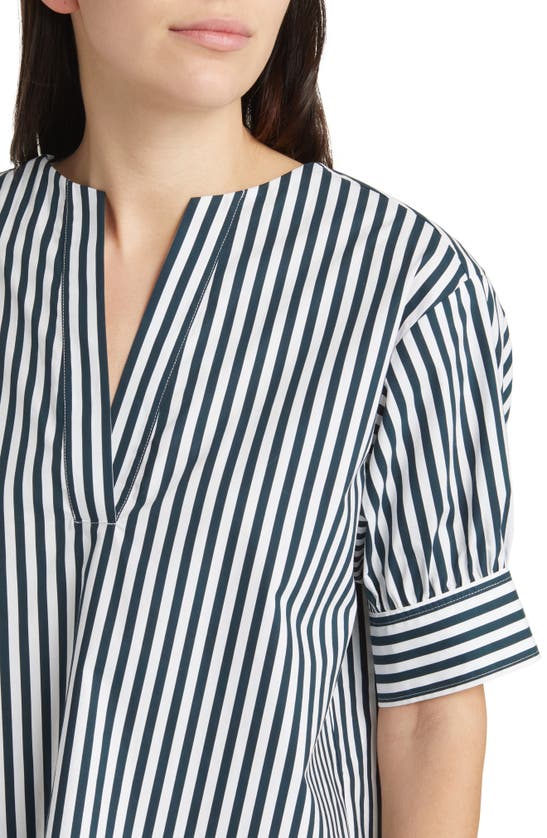 Frame V Neck Popover Top In Navy Multi