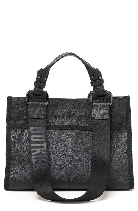 Botkier Bite Size Bedford Leather Tote Bag In Black/linen