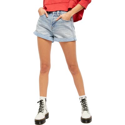Free People Setting With The Sun High Waist Denim Shorts