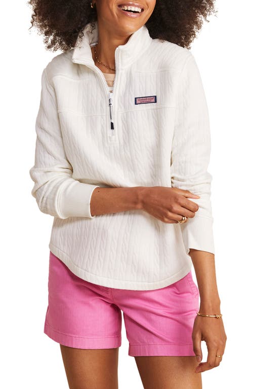 vineyard vines Dreamcloth Relaxed Cable Half Zip Sweatshirt in White Cap at Nordstrom, Size Xx-Small