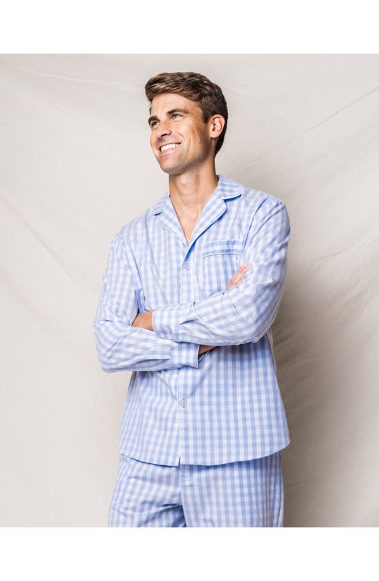 Shop Petite Plume Gingham Cotton Pajamas In Blue