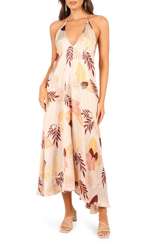 Shop Petal And Pup Petal & Pup Rita Tropical Print Asymmetric Dress In Ivory Multi