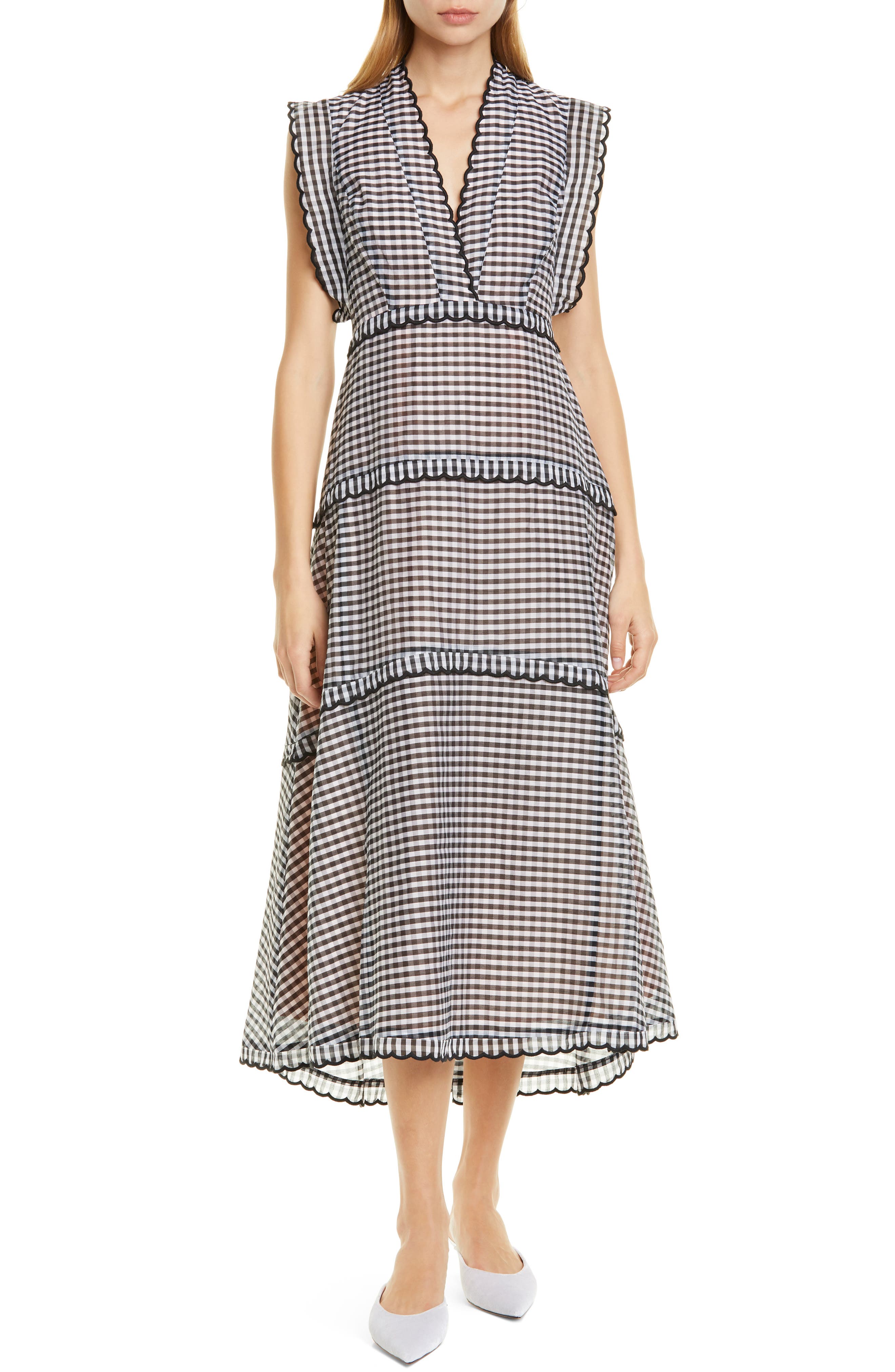 Kate Spade New York Gingham Midi Dress, Black