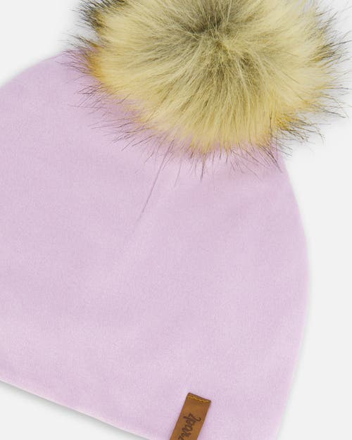 DEUX PAR DEUX DEUX PAR DEUX GIRL'S MID-SEASON JERSEY DETACHABLE POMPOM HAT LILAC 