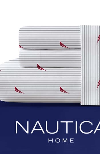 Nautica Audley Stripe Sheet Set In Red/grey