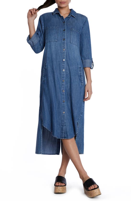Shop Wash Lab Denim Chill Out Shirtdress In Clean Blue