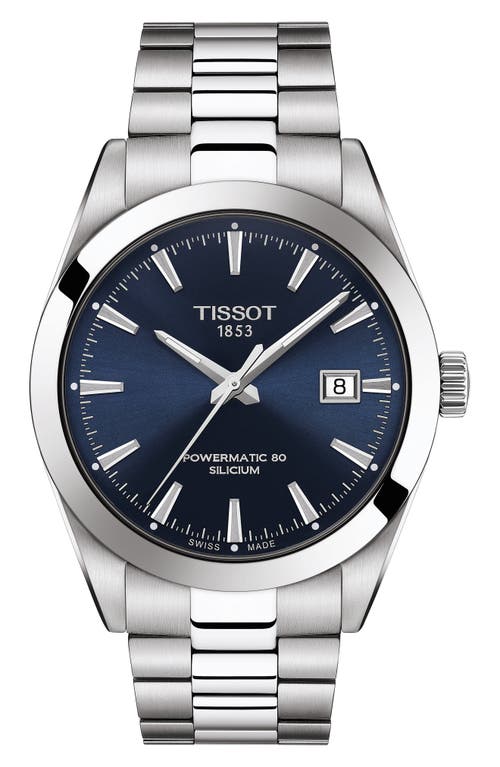 Shop Tissot T-classic Gentleman Powermatic Bracelet Watch, 40mm In Grey/blue/silver