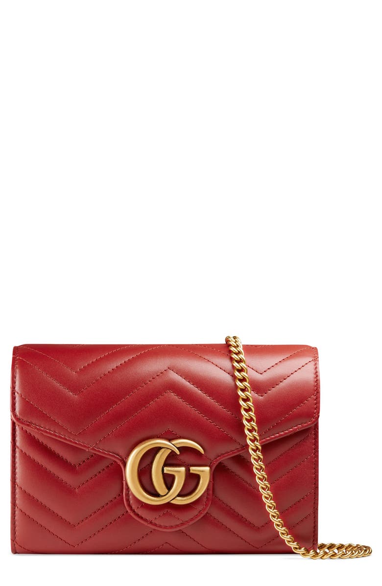Gg Marmont Matelasse Leather Wallet On A Chain