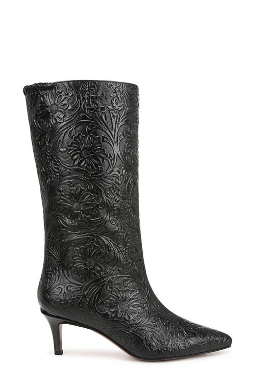 Shop Sarto By Franco Sarto Amari Floral Embossed Pointed Toe Boot In Black Embossed