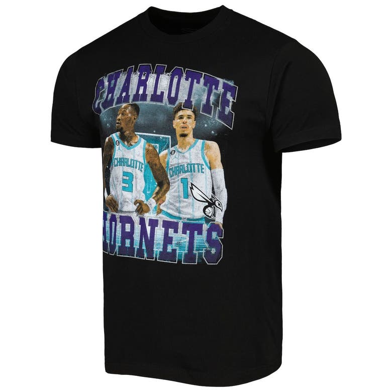 Shop Stadium Essentials Unisex  Lamelo Ball & Terry Rozier Black Charlotte Hornets Player Duo T-shirt