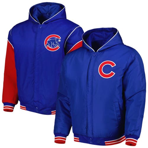 Men's JH Design Royal Chicago Cubs Reversible Fleece Full-Snap Hoodie Jacket