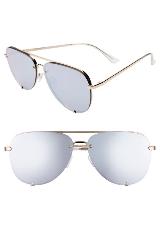 QUAY HIGH KEY 65MM OVERSIZE RIMLESS AVIATOR SUNGLASSES