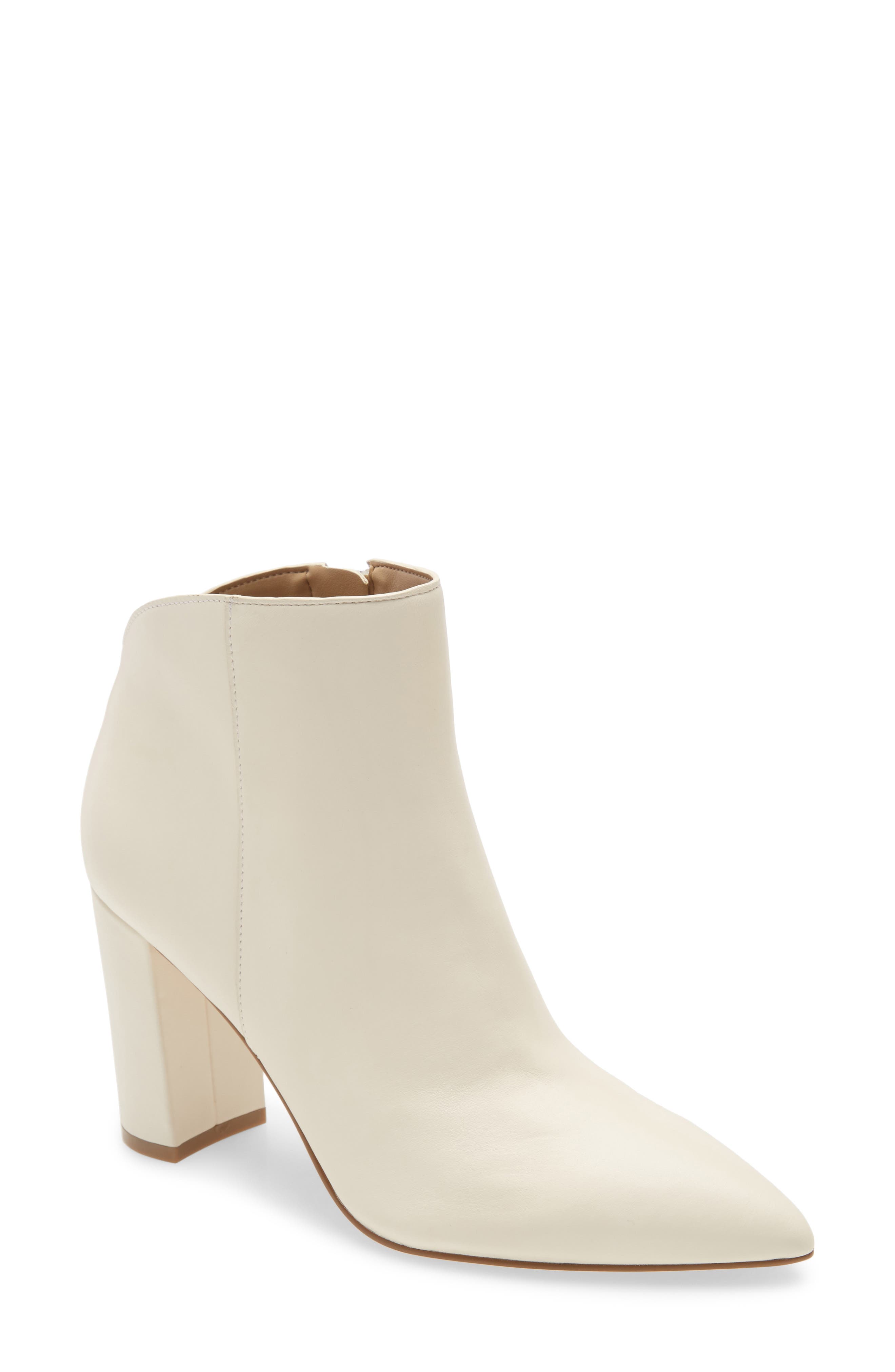 Marc Fisher Ltd Unno Pointed Toe Bootie In Ivory Leather | ModeSens
