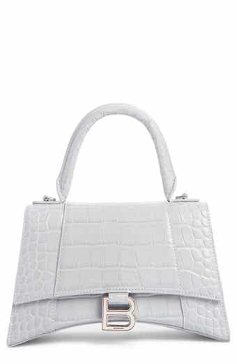 Balenciaga Extra Small Hourglass Croc Embossed Leather Top Handle Bag