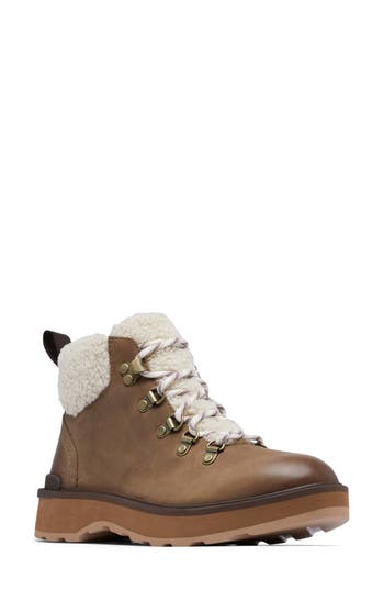 Shop Sorel Hi-line Cozy Lace-up Hiking Boot In Umber/tawny Buff