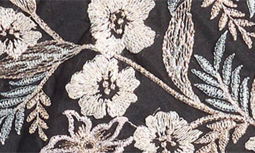 Maggy London Floral Embroidered Mesh Gown In Black/ Mauve/ Gold
