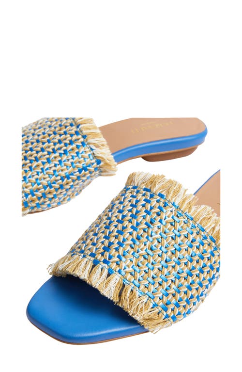 Shop Lk Bennett Meera Woven Raffia Slide Sandal In Blue/cream