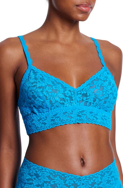 Hanky Panky V-neck Retro Lace Bralette In Ocean Eyes Blue