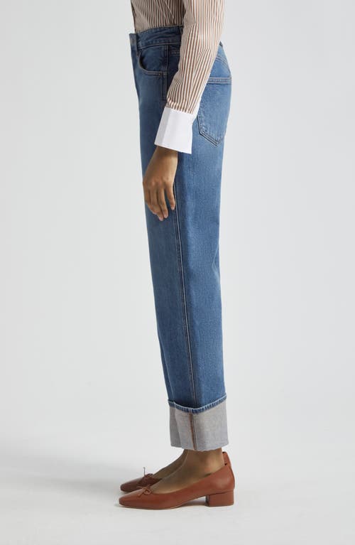 Shop Veronica Beard Dylan Cuffed High Waist Relaxed Straight Leg Jeans In Thriller