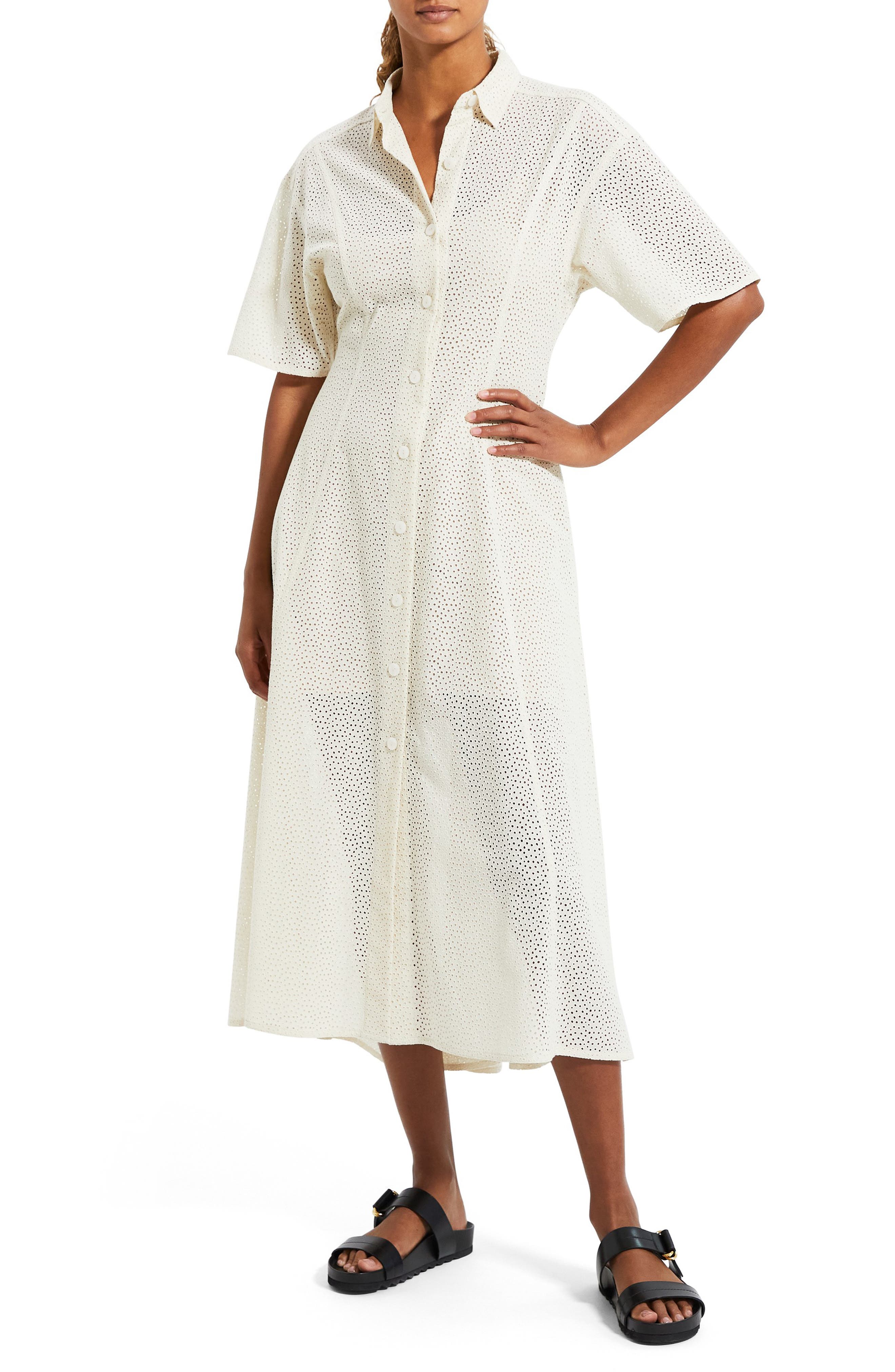 theory sleeveless dress in eyelet cotton