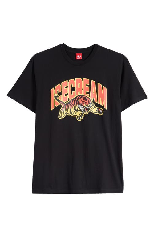 Shop Icecream Tiger Cotton Graphic T-shirt In Black