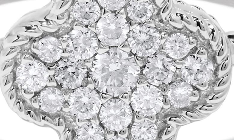 H.j. Namdar 14k White Gold Pavé Diamond Clover Ring In 14k White Gold