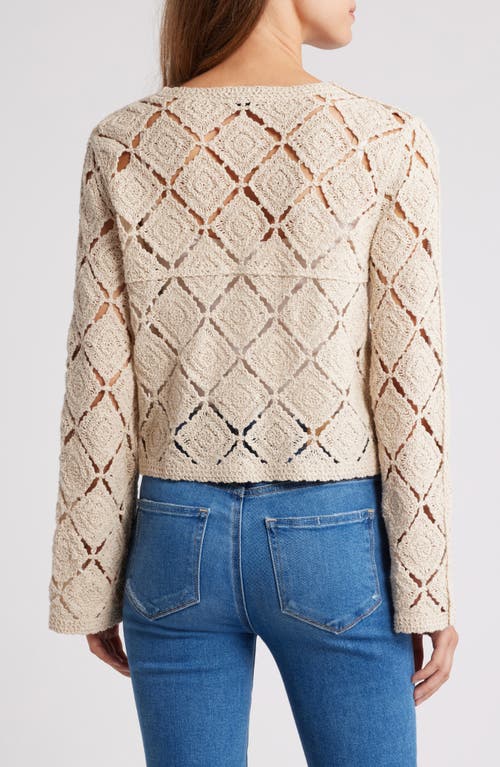 Shop Bobeau Crochet Cardigan In Light Oatmeal