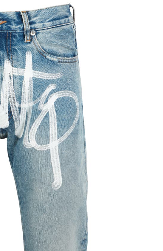 Shop Off-white Graffiti Skate Fit Non-stretch Jeans In Blue