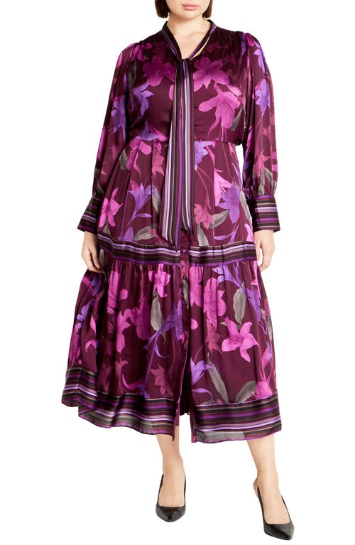 Shop City Chic Suzanne Print Long Sleeve Maxi Dress In Lavish Lily