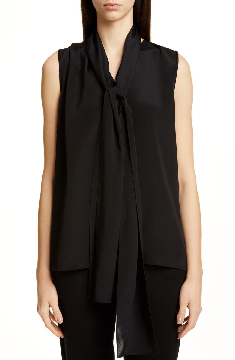 St. John Collection Tie Neck Stretch Silk Shell | Nordstrom