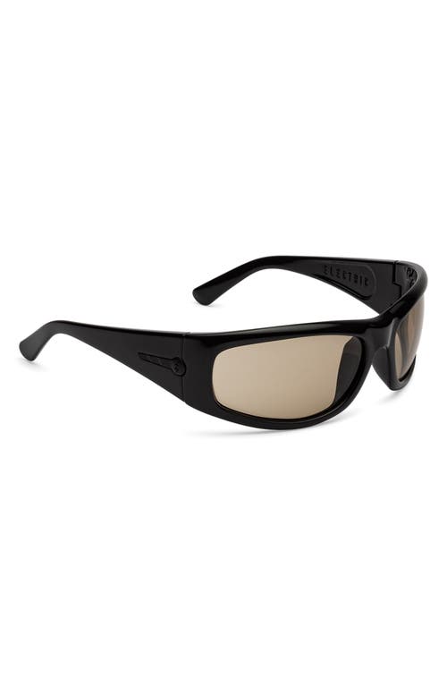 Electric Bolsa Sport 45mm Wraparound Sunglasses In Gloss Black/ Amber