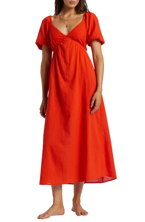 Billabong Love Fade Puff Sleeve Maxi Dress Sunset Red at Nordstrom,