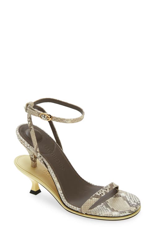 Jacquemus Double Ankle Strap Sandal Python Beige/Pale Yellow 1Jl at Nordstrom,