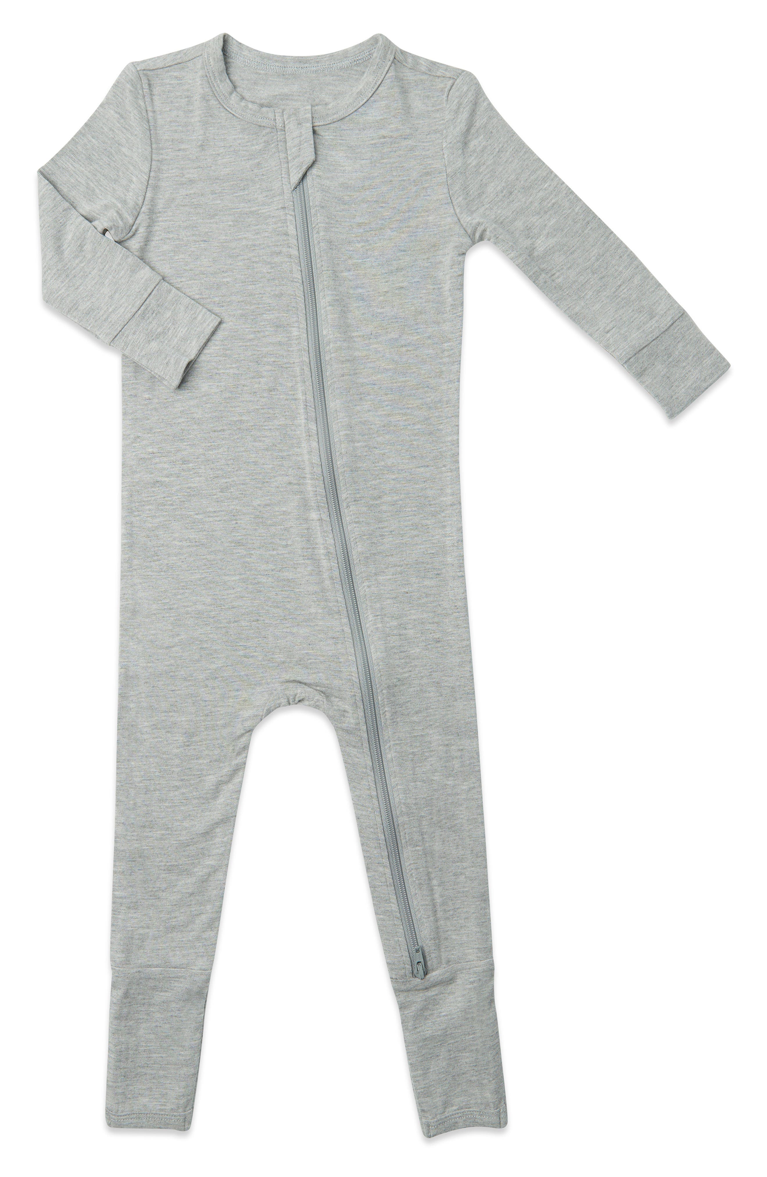 Baby Grey by Everly Grey Print Footie in Heather Grey Solid 