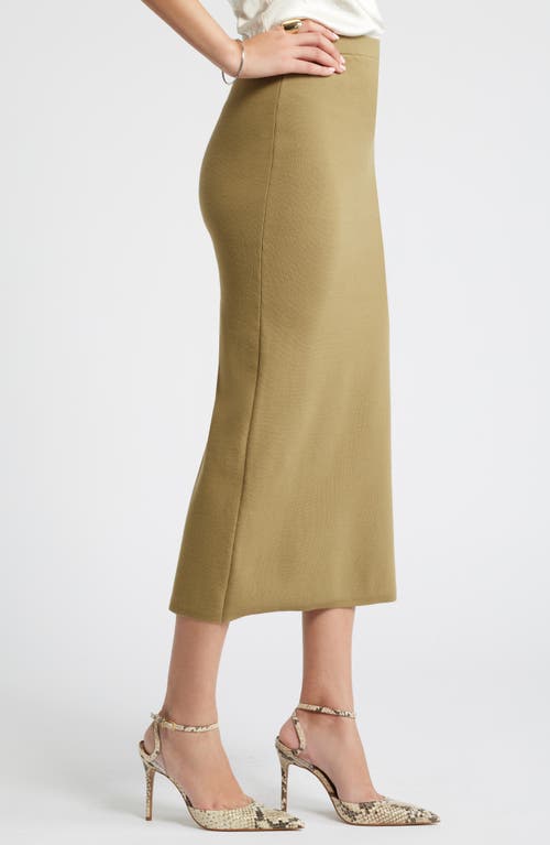 Shop Open Edit Luxe Sculpt Maxi Skirt In Olive Brine